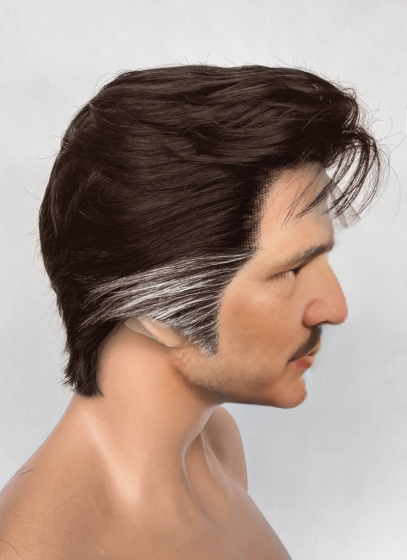 The Fantastic Four Mister Fantastic Reed Richards Black Mixed Silver Grey Straight Lace Front Synthetic Men's Wig LF8072