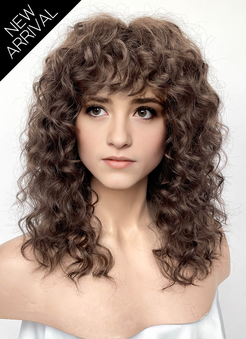 Stranger Things Nancy Wheeler Brunette Curly Lace Front Synthetic Hair Wig LF8085