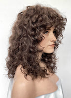 Stranger Things Nancy Wheeler Brunette Curly Lace Front Synthetic Hair Wig LF8085