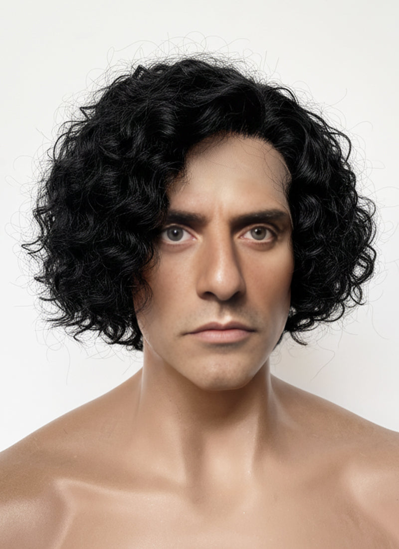 Frankenstein 2025 Victor Frankenstein Black Curly Lace Front Synthetic Men's Wig LF8088
