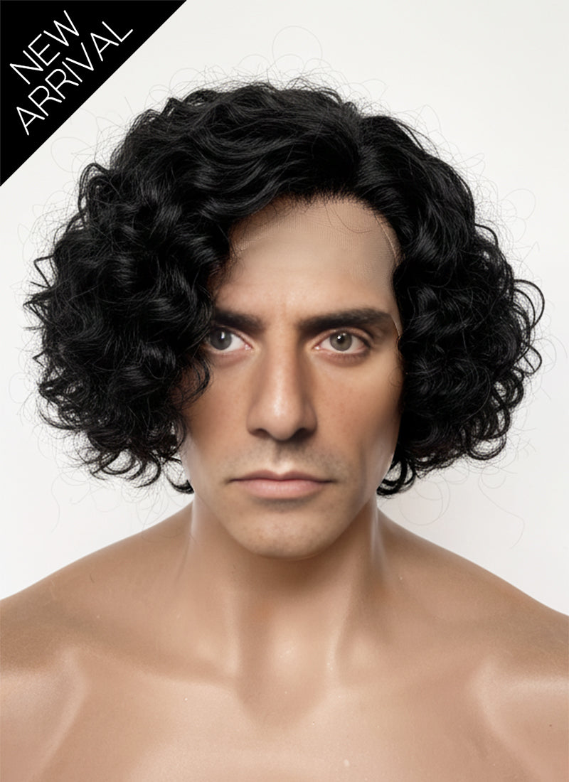 Frankenstein 2025 Victor Frankenstein Black Curly Lace Front Synthetic Men's Wig LF8088