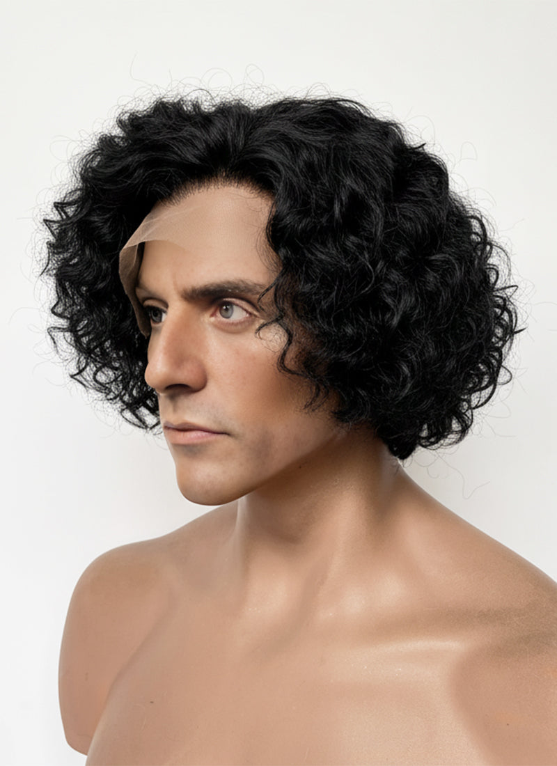 Frankenstein 2025 Victor Frankenstein Black Curly Lace Front Synthetic Men's Wig LF8088