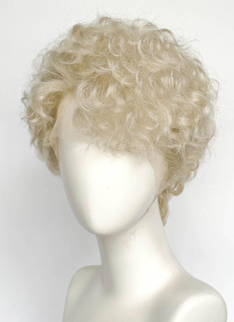 Ash Blonde Curly Lace Front Synthetic Men's Wig LF8100