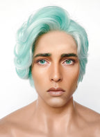 Critical Role Wicander Halovar Pastel Green Mixed White Wavy Lace Front Synthetic Men's Wig LF8103