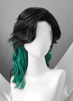 Black Mixed Green Wavy Ponytail Lace Front Synthetic Wig LF8128