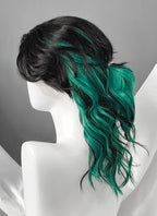 Black Mixed Green Wavy Ponytail Lace Front Synthetic Wig LF8128