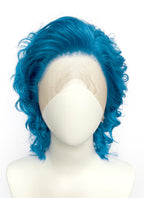 Turquoise Blue Wavy Lace Front Synthetic Men's Wig LF8129