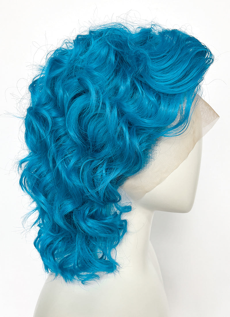 Turquoise Blue Wavy Lace Front Synthetic Men's Wig LF8129