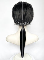 Final Fantasy Auron Black Mixed Grey Straight Ponytail Lace Front Synthetic Men's Wig LF8139
