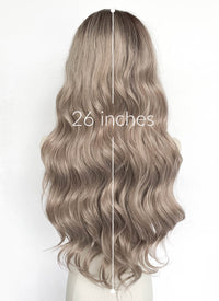 Brown With Dark Roots Wavy Lace Front Synthetic Wig LFCS265