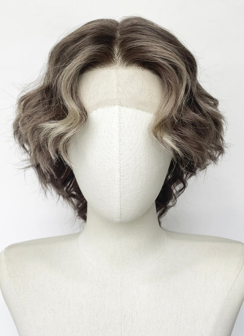 Brown Mixed Blonde Wavy Lace Front Synthetic Wig LFCS273