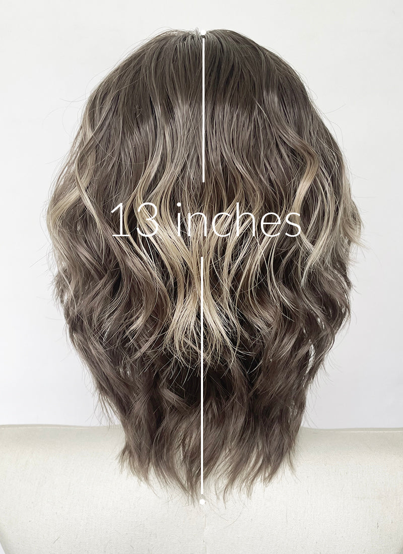Brown Mixed Blonde Wavy Lace Front Synthetic Wig LFCS273