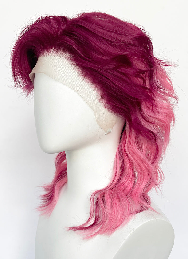 Burgundy Mixed Pink Wavy Lace Front Synthetic Wig LFCS274