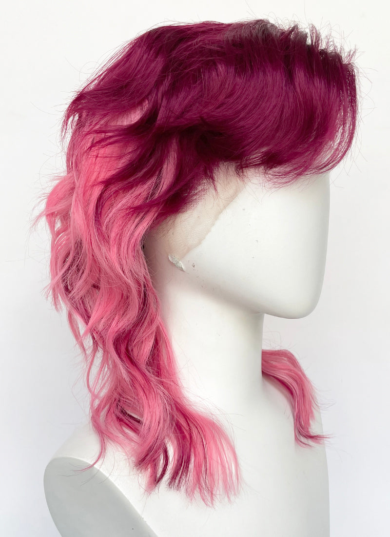 Burgundy Mixed Pink Wavy Lace Front Synthetic Wig LFCS274