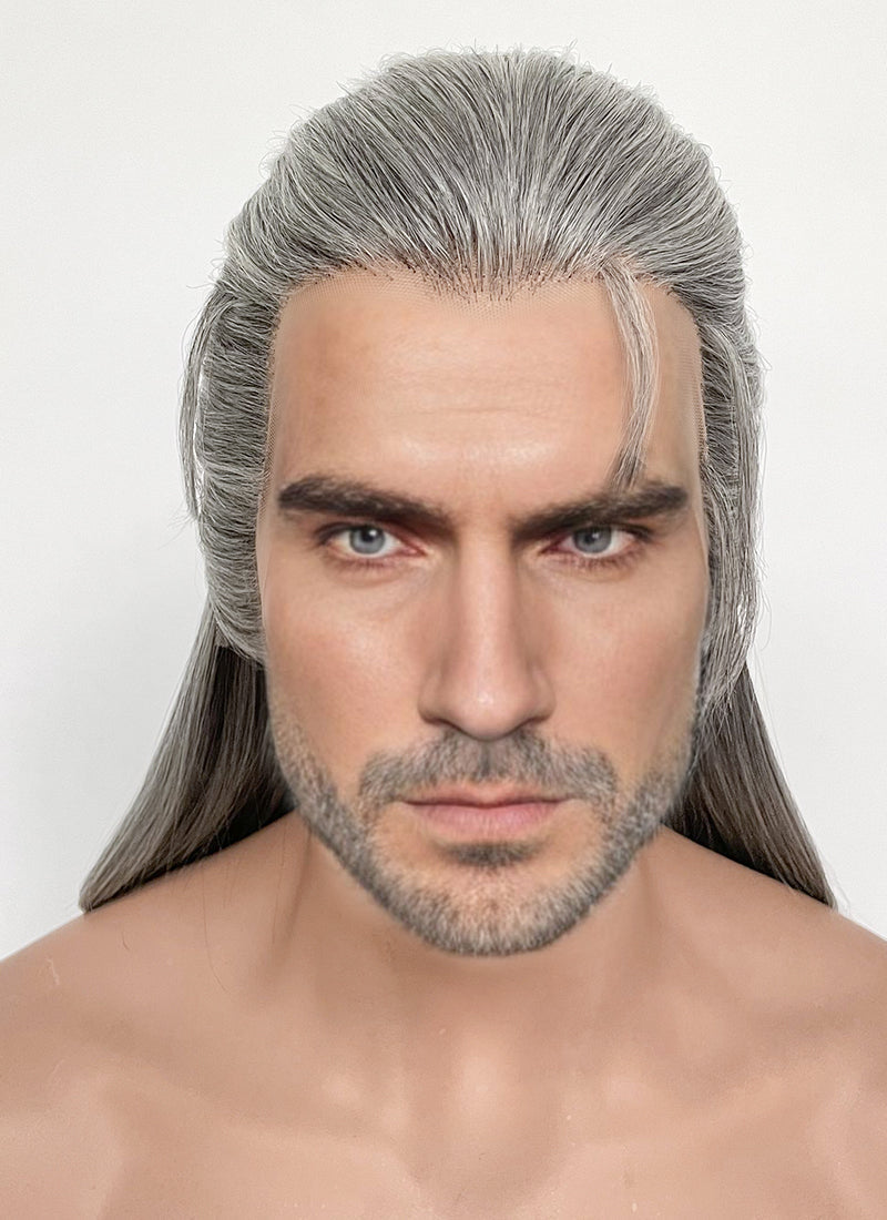 The Witcher 3 Geralt of Rivia Mixed Grey Lace Front Synthetic Men s Wig WigIsFashion Wig Is Fashion