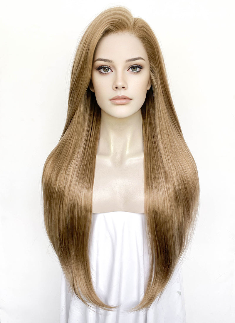 Medium Blonde Straight Lace Front Synthetic Wig LFK5575