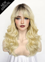 Sabrina Carpenter Inspiration Blonde With Dark Roots Wavy Lace Front Synthetic Wig LFK5579