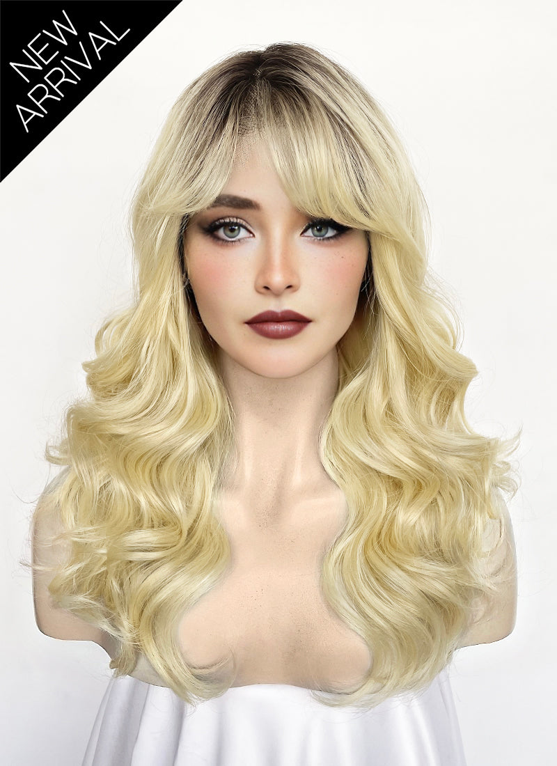 Sabrina Carpenter Inspiration Blonde With Dark Roots Wavy Lace Front Synthetic Wig LFK5579