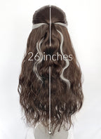 Brown Mixed Silver Grey Wavy Lace Front Synthetic Hair Wig LFK5603