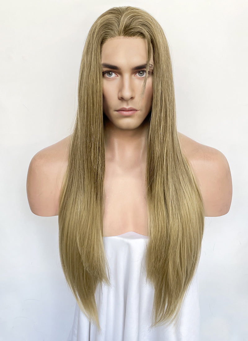 Brown Blonde Ombre Straight Lace Front Synthetic Hair Men's Wig LFM002