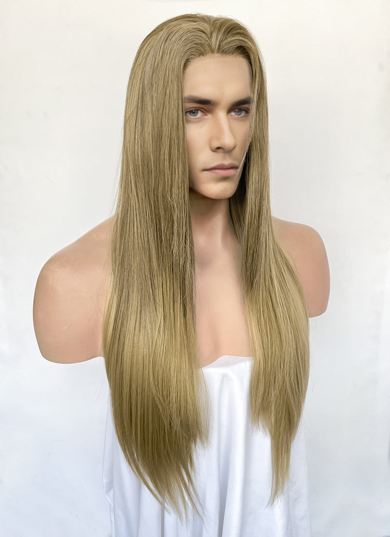 Brown Blonde Ombre Straight Lace Front Synthetic Hair Men's Wig LFM002