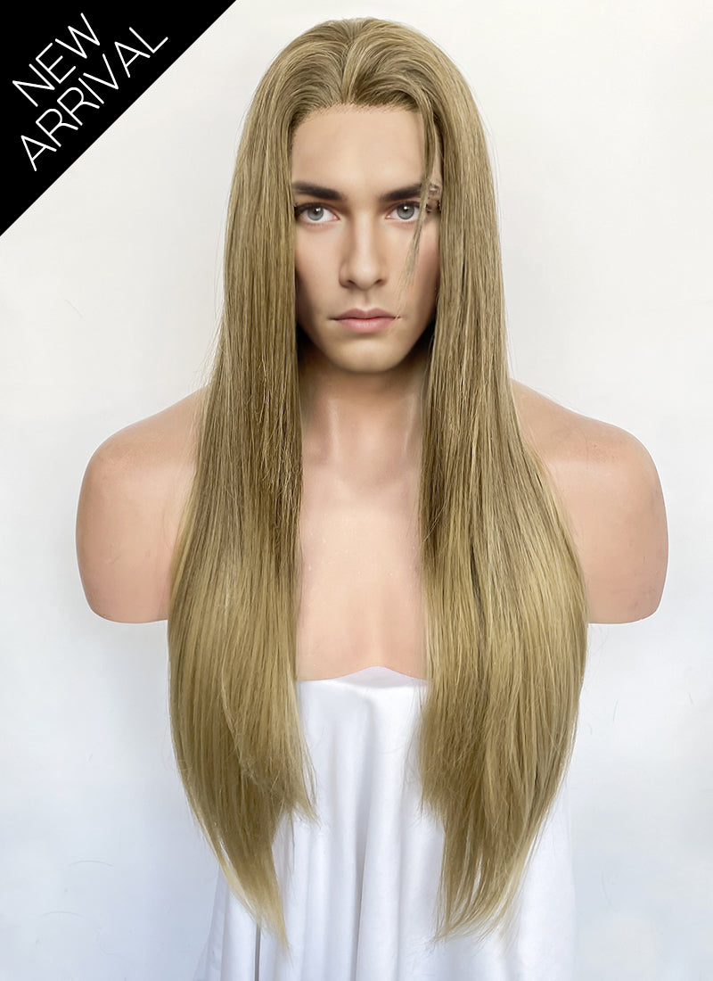 Brown Blonde Ombre Straight Lace Front Synthetic Hair Men's Wig LFM002