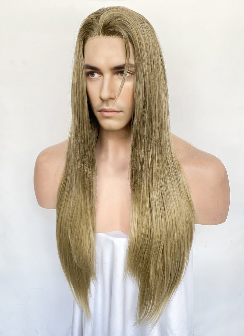 Brown Blonde Ombre Straight Lace Front Synthetic Hair Men's Wig LFM002