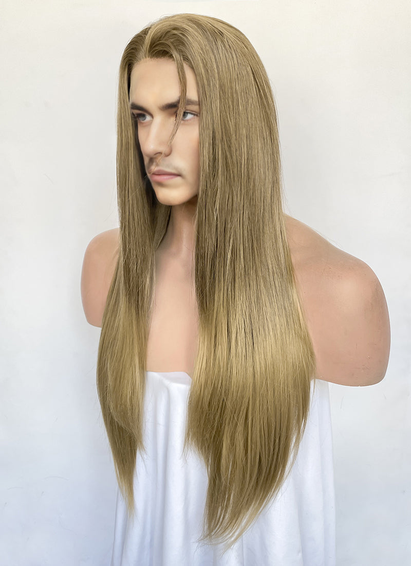 Brown Blonde Ombre Straight Lace Front Synthetic Hair Men's Wig LFM002
