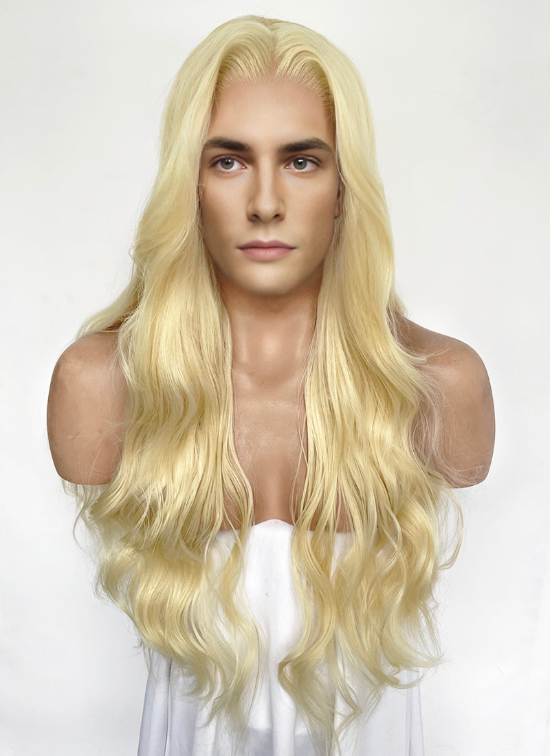 Blonde Wavy Lace Front Synthetic Hair Men's Wig LFM004