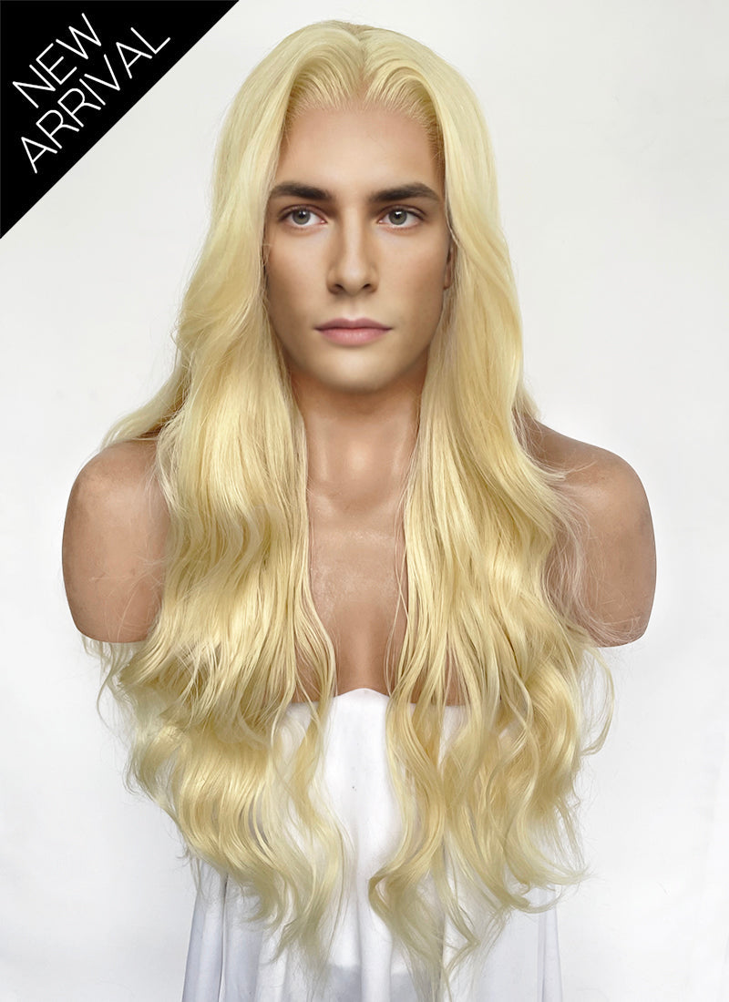 Blonde Wavy Lace Front Synthetic Hair Men's Wig LFM004