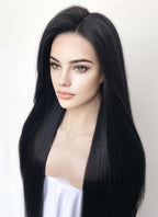 Black Straight 13" x 6" Lace Top Kanekalon Synthetic Hair Wig LFS018