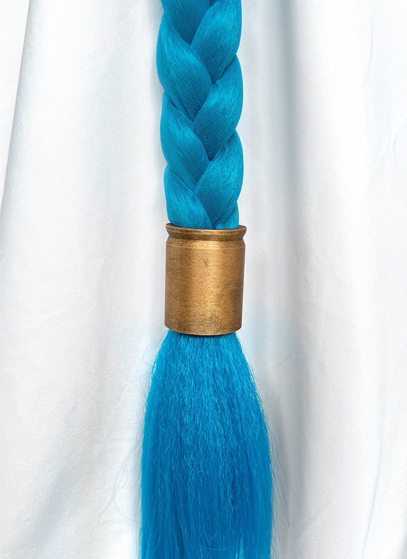 League of Legends LOL Arcane Jinx Turquoise Blue Braided Lace Front Synthetic Wig LN6020X