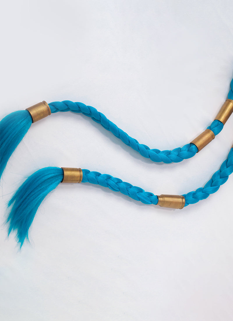 League of Legends LOL Arcane Jinx Turquoise Blue Braided Lace Front Synthetic Wig LN6020X