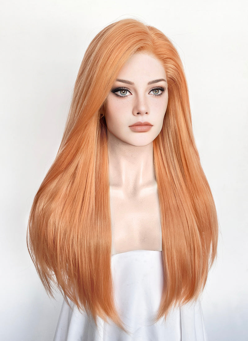 Pastel Orange Straight Lace Front Synthetic Wig LN6047