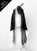 Critical Role Laudna Black And White Single Money Piece Straight Lace Front Synthetic Hair Wig LW4059