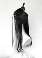 Critical Role Laudna Black And White Single Money Piece Straight Lace Front Synthetic Hair Wig LW4059