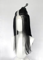 Critical Role Laudna Black And White Single Money Piece Straight Lace Front Synthetic Hair Wig LW4059