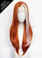 Ginger And White Single Money Piece Straight Lace Front Synthetic Wig LW4061