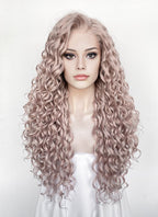Pastel Pale Plum Curly Lace Front Synthetic Hair Wig LW4062