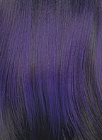 Black With Purple Straight Yaki Lace Front Synthetic Wig LW4110