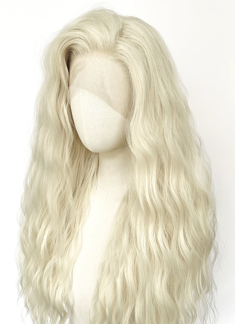 Platinum Blonde Wavy Lace Front Synthetic Hair Wig LW4117