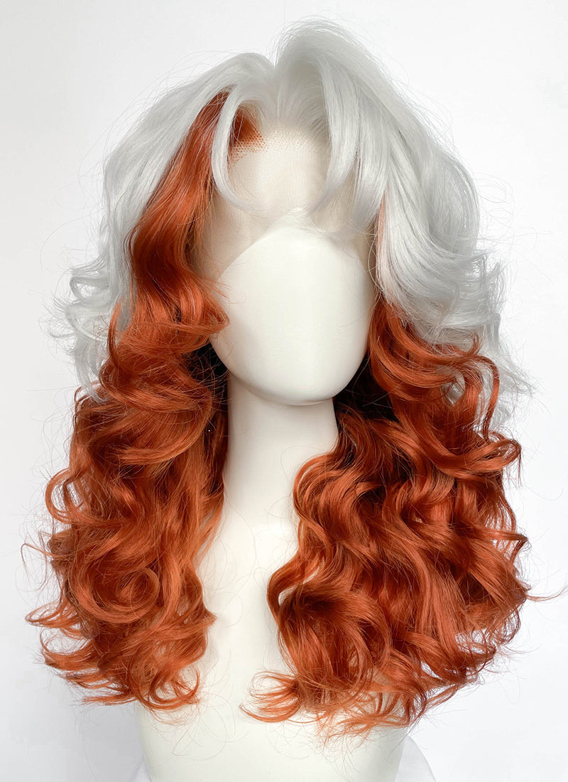 X-Men 97 Rogue Silver White Mixed Ginger Wavy Lace Front Synthetic Wig LW4132A
