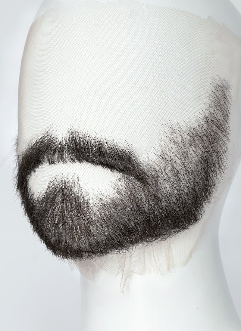Crimson Desert Kliff Handmade HD Lace Realistic Black Beard and Moustache Facial Hair Set MB012A
