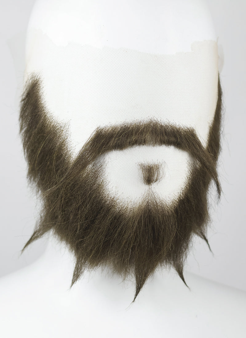 Overwatch Cole Cassidy Handmade HD Lace Realistic Ash Brown Full Beard and Moustache Facial Hair Set MB013