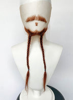 Handmade HD Lace Realistic Reddish Brown Beard and Moustache Facial Hair Set MB022