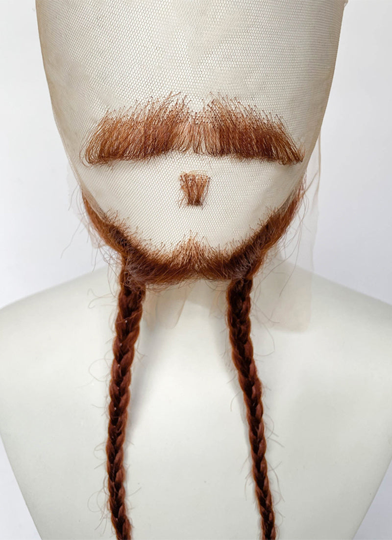 Handmade HD Lace Realistic Reddish Brown Beard and Moustache Facial Hair Set MB022