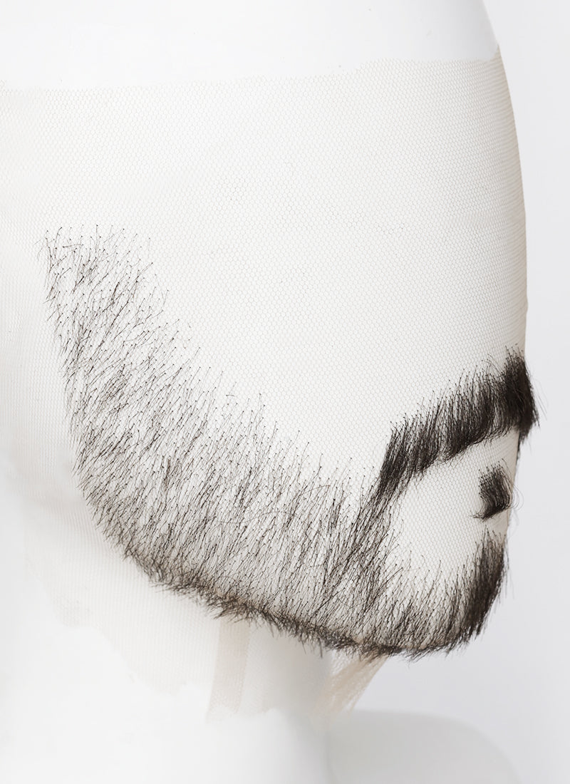 Hannibal Will Graham Handmade HD Lace Realistic Natural Black Long Stubble Beard and Moustache Facial Hair Set MB023