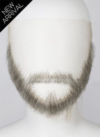 Handmade HD Lace Realistic Mixed Grey Ducktail and Moustache Facial Hair Set MB037