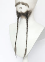 Handmade HD Lace Realistic Mixed Medium Gray Beard and Moustache Facial Hair Set MB060