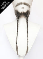 Handmade HD Lace Realistic Mixed Medium Gray Beard and Moustache Facial Hair Set MB060